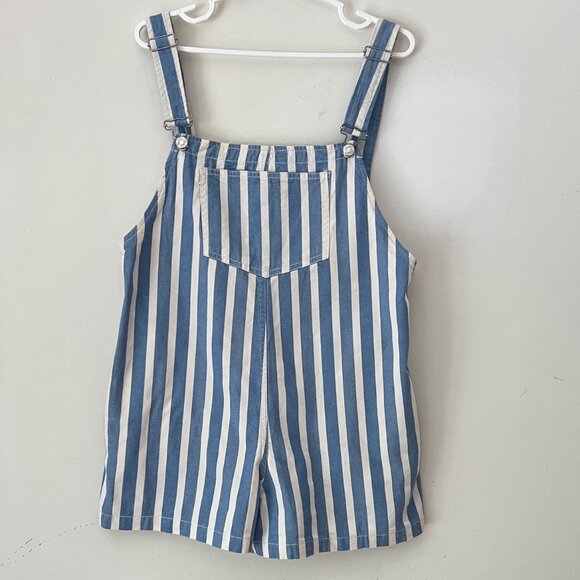 NEW ZARA Cotton Denim Relaxed Fit Striped Romper - Size S (Oversized) - Picture 7 of 14